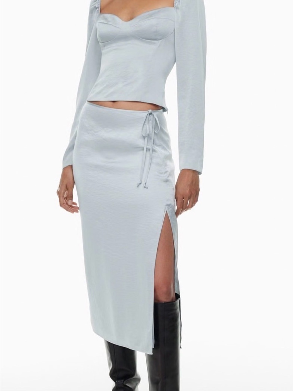 Wilfred Pale Blue Midi Skirt with Side Slit